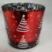 China Supplier 6oz 8oz 10oz 12oz 14oz 16oz straight line jar with customized electroplating color and chistmas tree outside the  Glass Candle Jars for home deco manufacturer