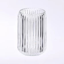 porcelana Recipiente para velas de vidrio con rayas verticales al por mayor fabricante