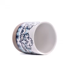 中国 批发圆底贴花印花陶瓷蜡烛罐，带家居装饰 制造商