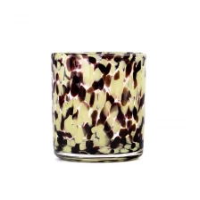 China New products uniquely designed speckled multicolor glass candle jars manufacturer