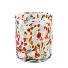 China Wholesale spotted rainbow glass candle jars for candle making manufacturer