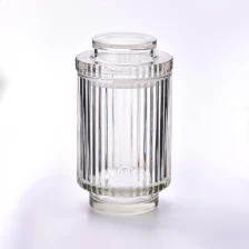 China Supplier 780ml vertical line glass candle holder with step & matched glass lids for wedding manufacturer