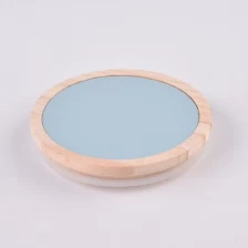 China Custom Logo Custom Round Leather Covers Wood Lid For Candle Jar Glass manufacturer