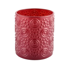 China potes de vela de vidro com padrão de flor e pontos fabricante