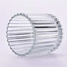 China Ribbed Glass Candle Vessels Transparent Glass Candle Container manufacturer