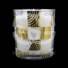 China Luxury Gold Decal Glass Candle Holders For Home Decoration 300ml Glass Candle Jars manufacturer