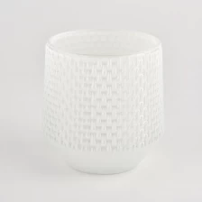 中国 批发 6 盎司 8 盎司白色玻璃蜡烛容器 制造商