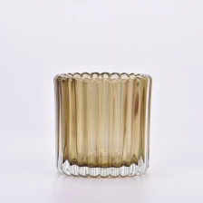 China Supplier 150ml 200ml Transparent Color Glass Candle Vessels with Ribbed manufacturer