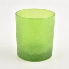 Chine Pots de bougies en verre vert givré, récipient de fabrication de bougies de noël fabricant