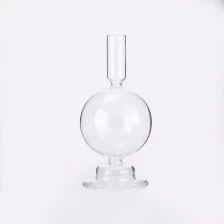 China Wholesale unique design tall borosilicate glass candlestick for pillar candle home deco manufacturer