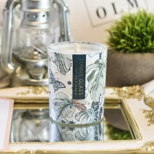 China Custom label butterfly decal paper glass candle jar for home decor manufacturer