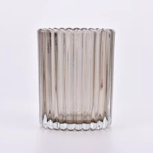 China Clear vertical striped glass candle jar wholesale manufacturer