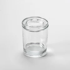 China empty clear glass candle jar with glass lid wholesale manufacturer