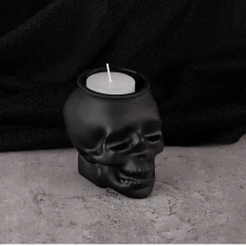 porcelana Diseño de cráneo Matte Black Glass Candle Jar al por mayor fabricante