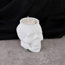 China Skull Design Matte White Glass Candle Jar Supplying manufacturer