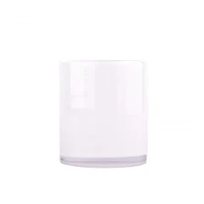 China Hand Made 400ml White Glass Candle Holders Wholesale manufacturer