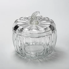 China Creative Design Pumpkin Glass Jar Custom Color Empty Candle Vessel with Lid manufacturer