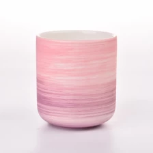 China Coarse Sand Glaze Decor Pink Ceramic Jar Empty Candle Vessel for Decoration manufacturer
