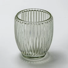 China Unique Style Stripe Glass Receptacle 260ml Candle Vessel manufacturer