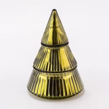 China Glass candle container with lid for Christmas decoration manufacturer