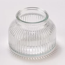 China Wholesale 10oz Popular Style Custom Color Stripe Glass Jar Soy Candle Holder manufacturer
