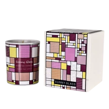 China Wholesale Colored Geometric-Patterned Glass Scented Candle Holders manufacturer