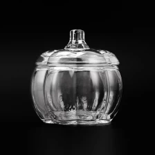 China Pumpkin Shape Customize Finish Glass Vessel 571ml Empty Candle Jar with Lid manufacturer