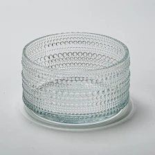 Chiny Hurtownia szklanego słoika o granulowanej powierzchni, dużego, krótkiego pojemnika na świecę producent