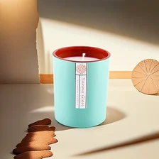 中国 批发薄荷绿红边玻璃蜡烛罐 制造商