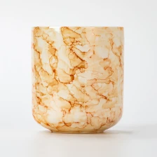 China Classic Marble Pattern Glazed Ceramic Empty Candle Jar for Home Fragrance manufacturer