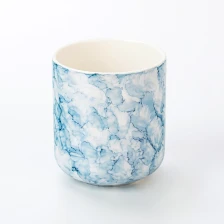 China Elegant Blue Marble Pattern Porcelain Candle Jar Ceramic Candle Vessel manufacturer