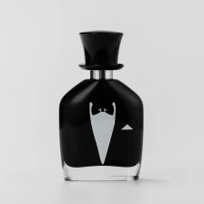 China Unique Design Black Glass 50ml Perfume Bottle with Black Cap manufacturer