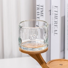 China Home Decoration Emboss Pattern Glass Vessel 335ml Empty Candle Jar manufacturer