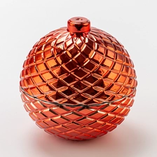 China Popular Shape Electroplate Red Glass Wax Candle Jar with Lid 226ml Capacity Customizable Color Home Decoration manufacturer