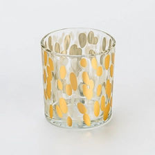 porcelana Tarro de vela de cristal con acabado de superficie de lujo, diseño de puntos dorados para vela de cera de soja, decoración elegante para el hogar fabricante