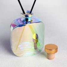 China Oblate Flask Shaped Electroplated Glass Diffuser Bottles with Caps manufacturer