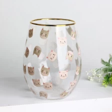 Cina Tumbler in vetro di vino senza stelo oro con decalcomanie per motivi gatti produttore