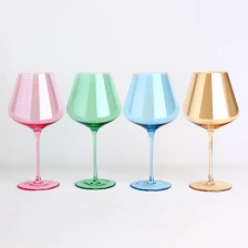 China 4-color lead free crystal burgundy wine glasses set. Gift box package manufacturer