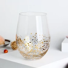 Cina Picchiere di vetro di vino senza stelo con decalcomanie di macchine per timbri d'oro produttore