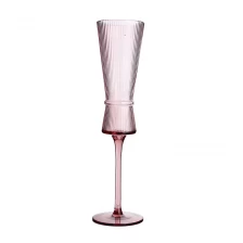 Çin Kurşunsuz kristal 200 ml 7 oz nervürlü renkli pembe vintage kadehler şampanya kadehi flüt üretici firma