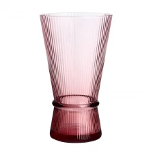 Çin İçecek için kurşun ücretsiz kristal 300ml 10 oz yivli renkli pembe vintage bardaklar üretici firma