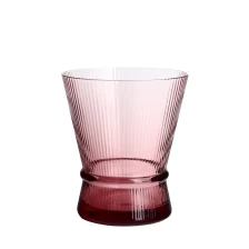 Çin Kurşun Ücretsiz Kristal 250ml 9oz Şeritli Renkli Pembe Vintage Lowball Drinkware Tumbler üretici firma