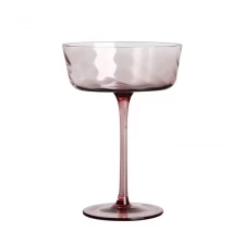 Çin Kristal 300ml 10oz renkli pembe dalgalı coupe kokteyl bardağı üretici firma