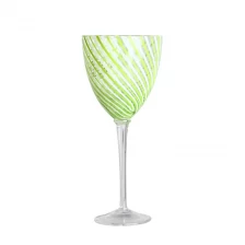 Çin Kurşun Ücretsiz Kristal 350ml 12oz Çizgili Yeşil Kadeh Beyaz Şarap Camı üretici firma