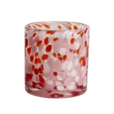 Çin El yapımı 200 ml 6 oz Kırmızı fritli Konfeti cam mum kavanozu üretici firma