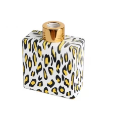 China Water transfer finished leopard print pattern square glass diffuser bottle manufacturer