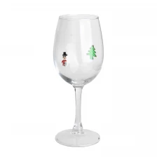 Çin El Sanatları Çevre Dostu Çam Ağacı Kardan Adam Kakma Dekorasyonu 350ml 12 oz Şarap Camları üretici firma