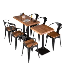 China Commercial Metal Black Industrial Restaurant Dining Table and Chair Sets manufacturer