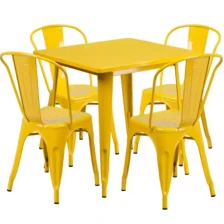 China Modern Commercial Restaurant Metal Chair in Red Blue Green Orange for Dining & Living Room Industrial Table manufacturer