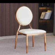 China Luxury Back Metal Chair with Cushions Stainless Steel Banquet Chair Design for Hotels Weddings Parties Living Room Use manufacturer